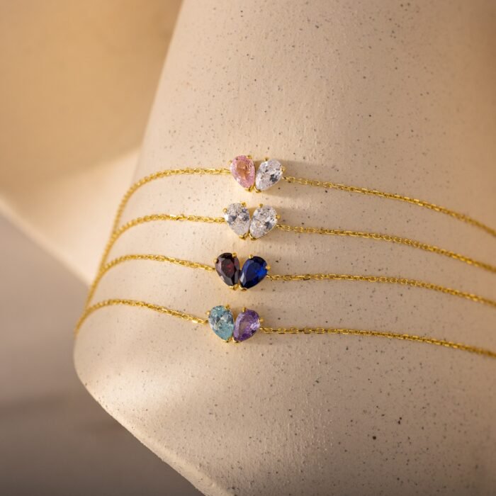 Toi et Moi Teardrop Heart Bracelet