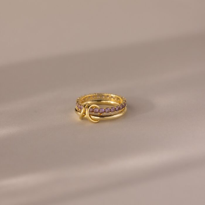Duo Birthstone Tennis Linked Ring Set