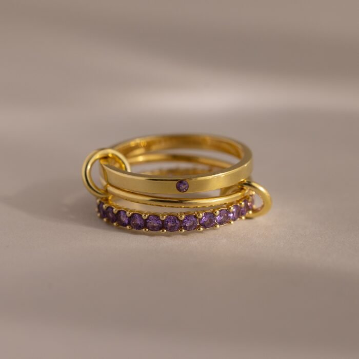 Triple Linked Birthstone Ring Set