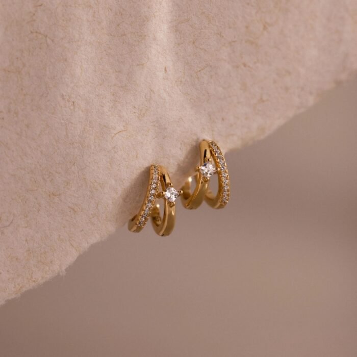 Pave Diamond Duo Huggies