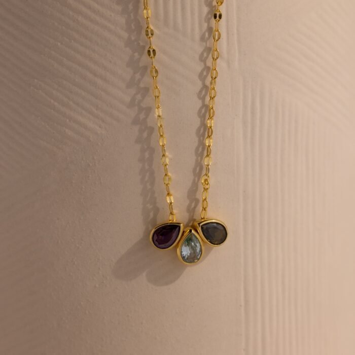 Multiple Teardrop Birthstone Necklace