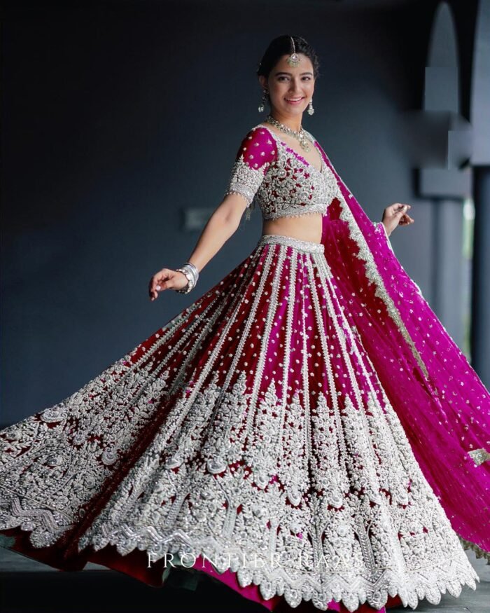 Rani Pink Net Sequins & Dori Work Lehenga Choli With Net Embroidered Dupatta